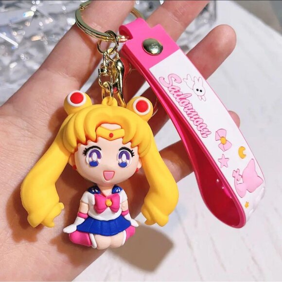 Usagi Keychain 3D Sailor Moon Anime Cartoon Car Accessories Wrist Strap - Picture 1 of 3